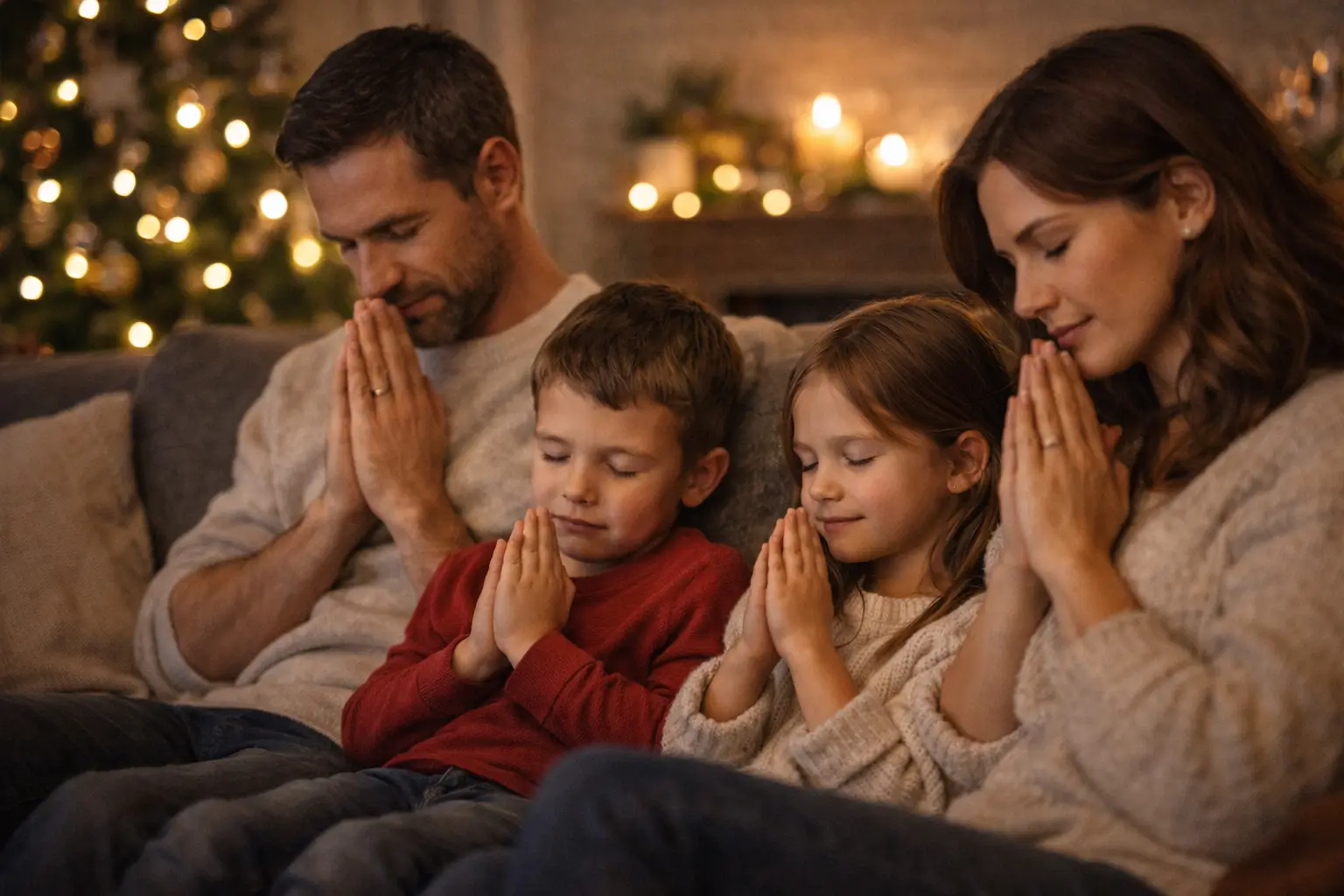 Oración en familia durante la Navidad vivida con calma y fe en el hogar